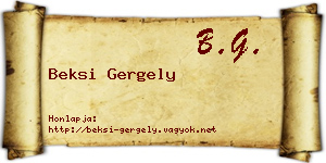 Beksi Gergely névjegykártya
